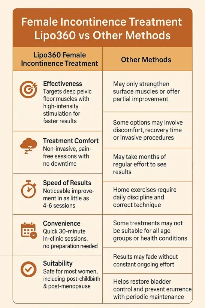 Comprehensive Guide To Female Incontinence Treatment Options 1 Table showing benefits of incontinence treatment Wentworth