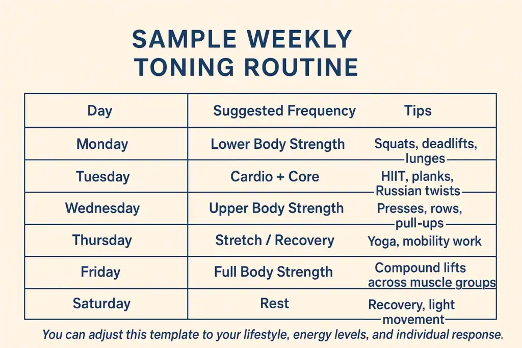 Achieving the Perfect Tone: How Often Should You Exercise for Results? 4 Weekly exercise Wentworth plan graphic